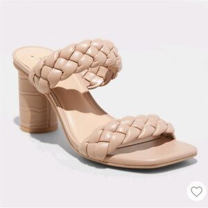 a new day Braided Double-Strap Block Heel Sandal in Beige